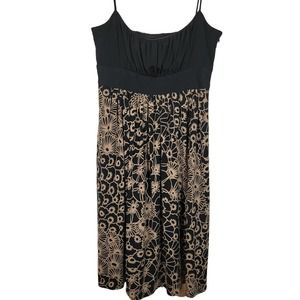Maggy London Dress 10 Black Floral Ruched Pockets Spaghetti Strap